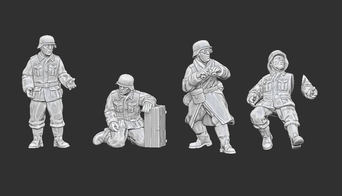 WWII German AA crew (4 models) Various Scales Historical Wargaming