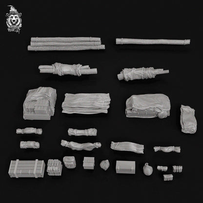 WWII Stowage Prop Pack 1 Various Scales Historical Wargaming (US tariffs are pre-paid by us)