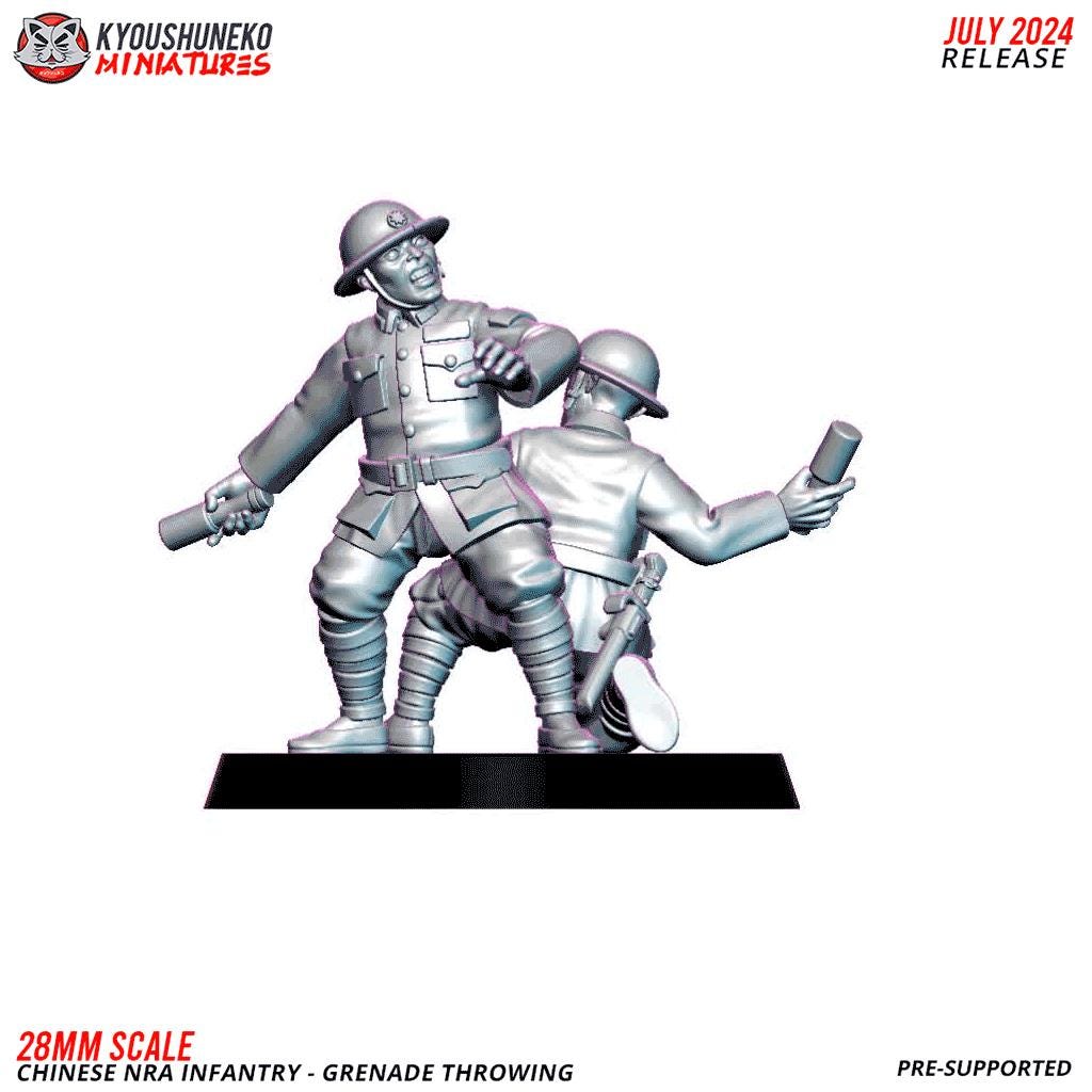 WWII Chinese NRA Grenade Throwing Infantry (2 models) Various Scales Historical Wargaming