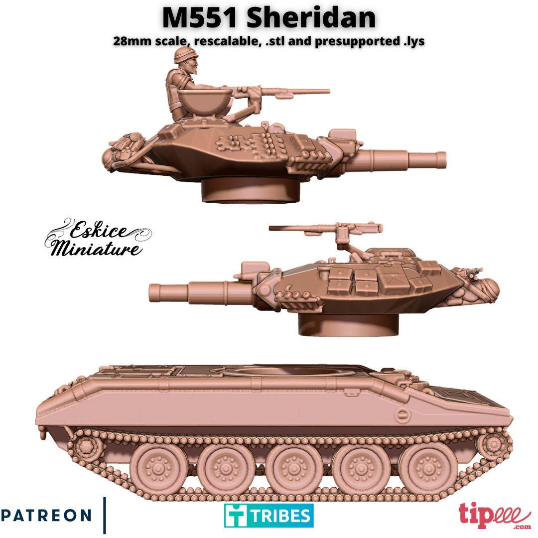 Vietnam War M551 Sheridan Tank Various Scales Historical Wargaming (US tariffs are pre-paid by us)