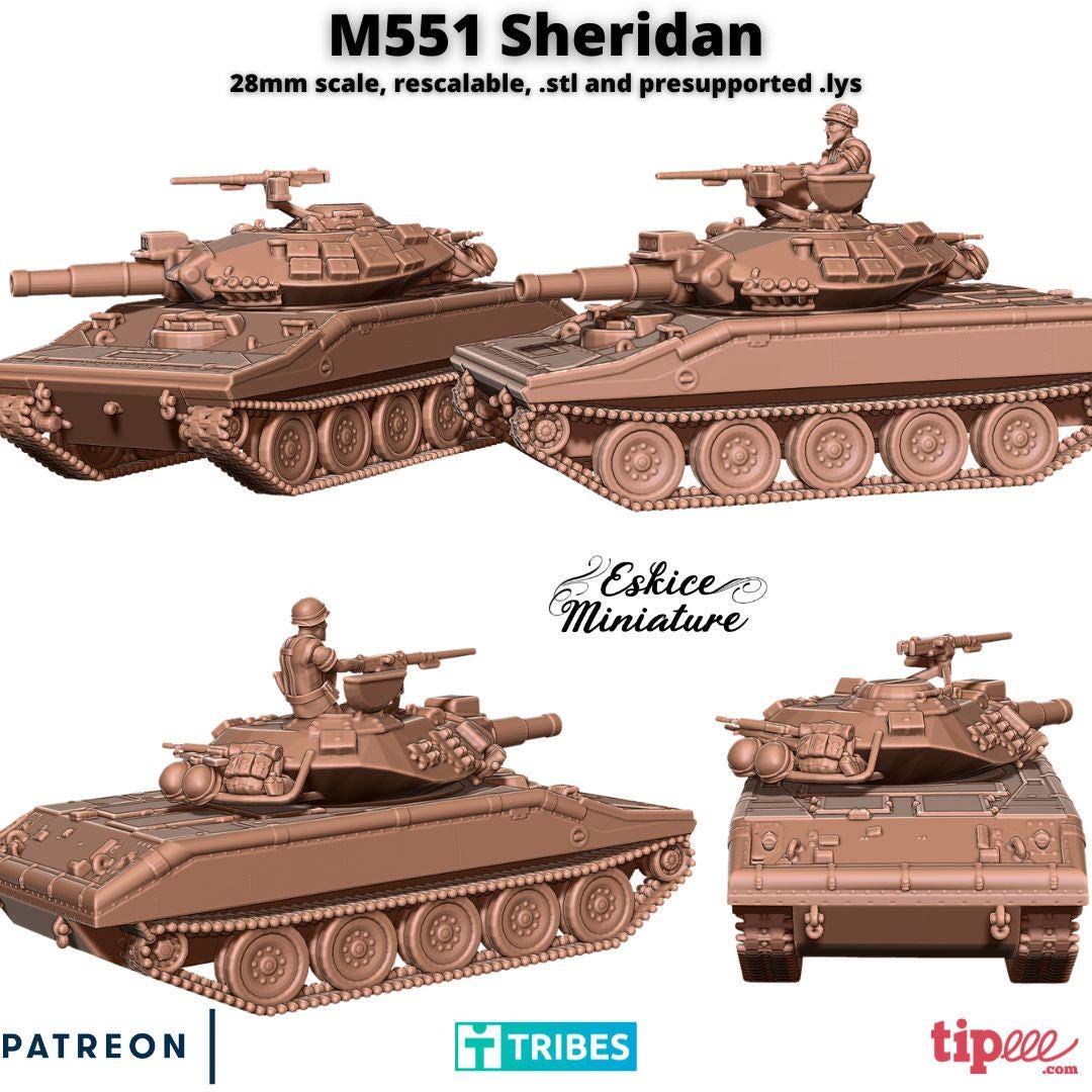 Vietnam War M551 Sheridan Tank Various Scales Historical Wargaming
