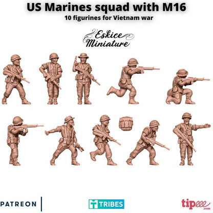 Vietnam War US Marines with M16 (10 models) Various Scales Historical Wargaming