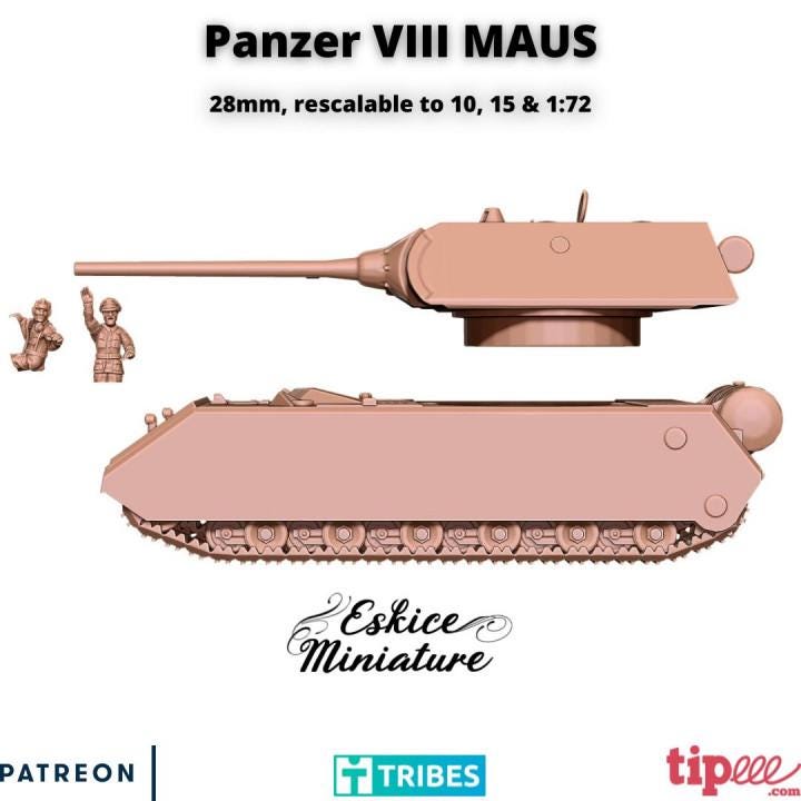 WWII German Panzer VIII Maus Various Scales Historical Wargaming (US tariffs are pre-paid by us)
