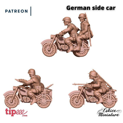 WWII German Sidecar Bikers Set Kradschutzen (3 bikes) Various Scales Historical Wargaming (US tariffs are pre-paid by us)