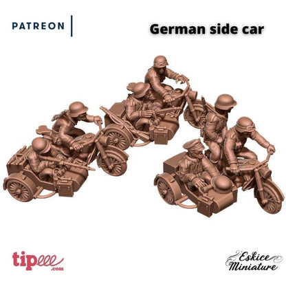 WWII German Sidecar Bikers Set Kradschutzen (3 bikes) Various Scales Historical Wargaming (US tariffs are pre-paid by us)