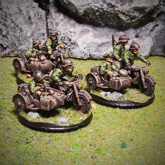 WWII German Sidecar Bikers Set Kradschutzen (3 bikes) Various Scales Historical Wargaming (US tariffs are pre-paid by us)