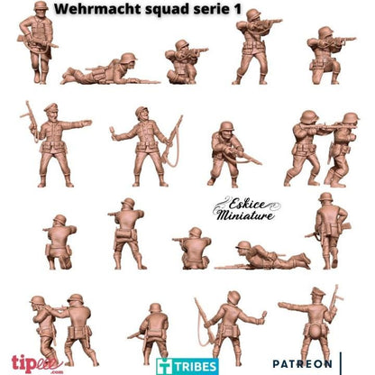WWII German Infantry Squad 1 (10 models) Various Scales Historical Wargaming