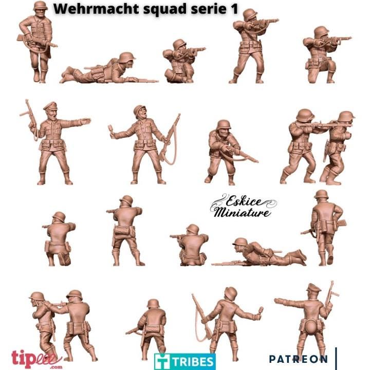 WWII German Infantry Squad 1 (10 models) Various Scales Historical Wargaming (US tariffs are pre-paid by us)