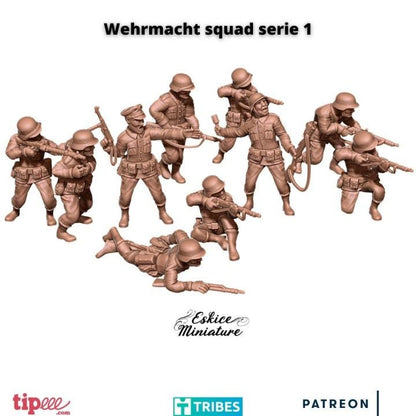WWII German Infantry Squad 1 (10 models) Various Scales Historical Wargaming (US tariffs are pre-paid by us)