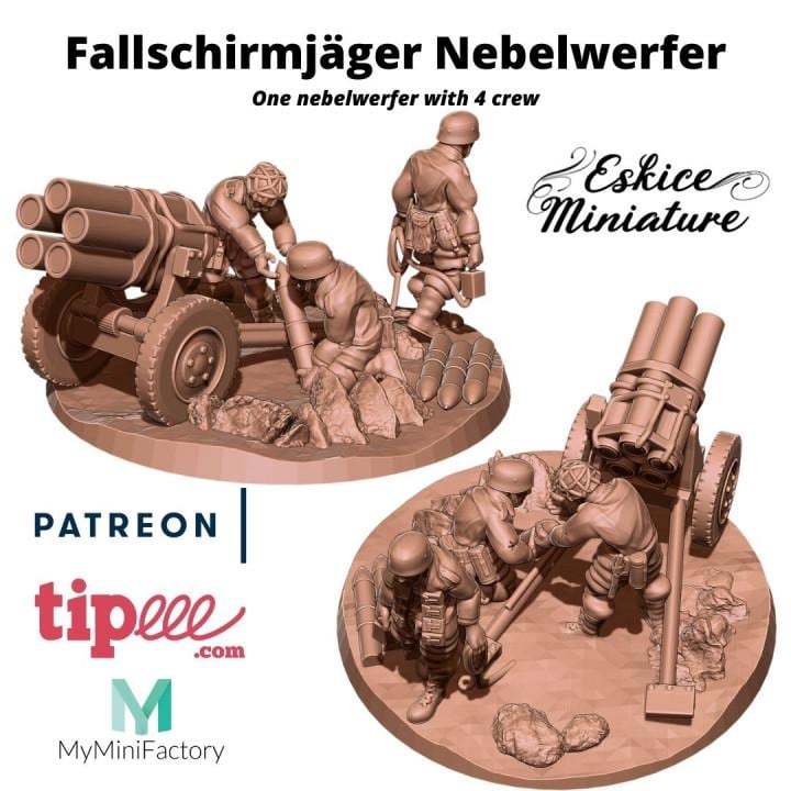 WWII German Fallschirmjager Nebelwerfer with Crew Various Scales Historical Wargaming (US tariffs are pre-paid by us)