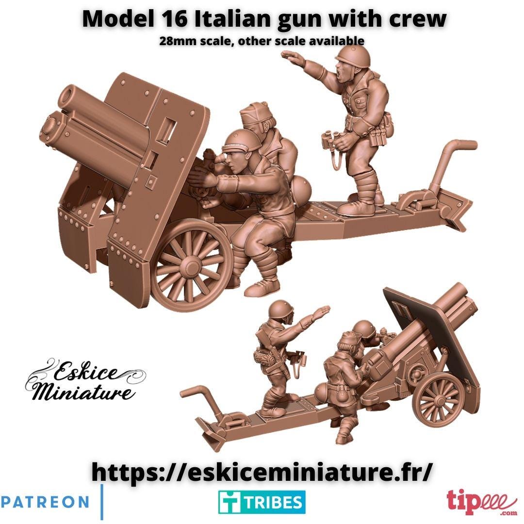 WWII Italian Model 16 Gun with Crew Various Scales Historical Wargaming