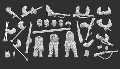 WWII Finnish Infantry Squad in Winter Overalls Multipart (10 models) Various Scales Historical Wargaming (US tariffs are pre-paid by us)