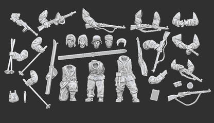WWII Finnish Infantry Squad in Winter Overalls Multipart (10 models) Various Scales Historical Wargaming