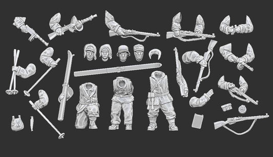WWII Finnish Infantry Squad in Winter Overalls Multipart (10 models) Various Scales Historical Wargaming