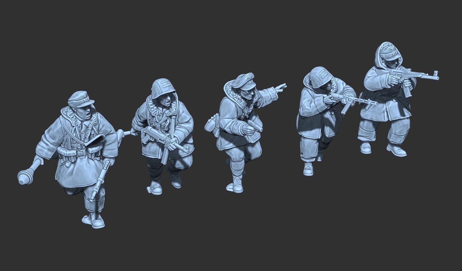 WWII German Dismounted Cavalry Squad Budapest Themed (12 models) Various Scales Historical Wargaming