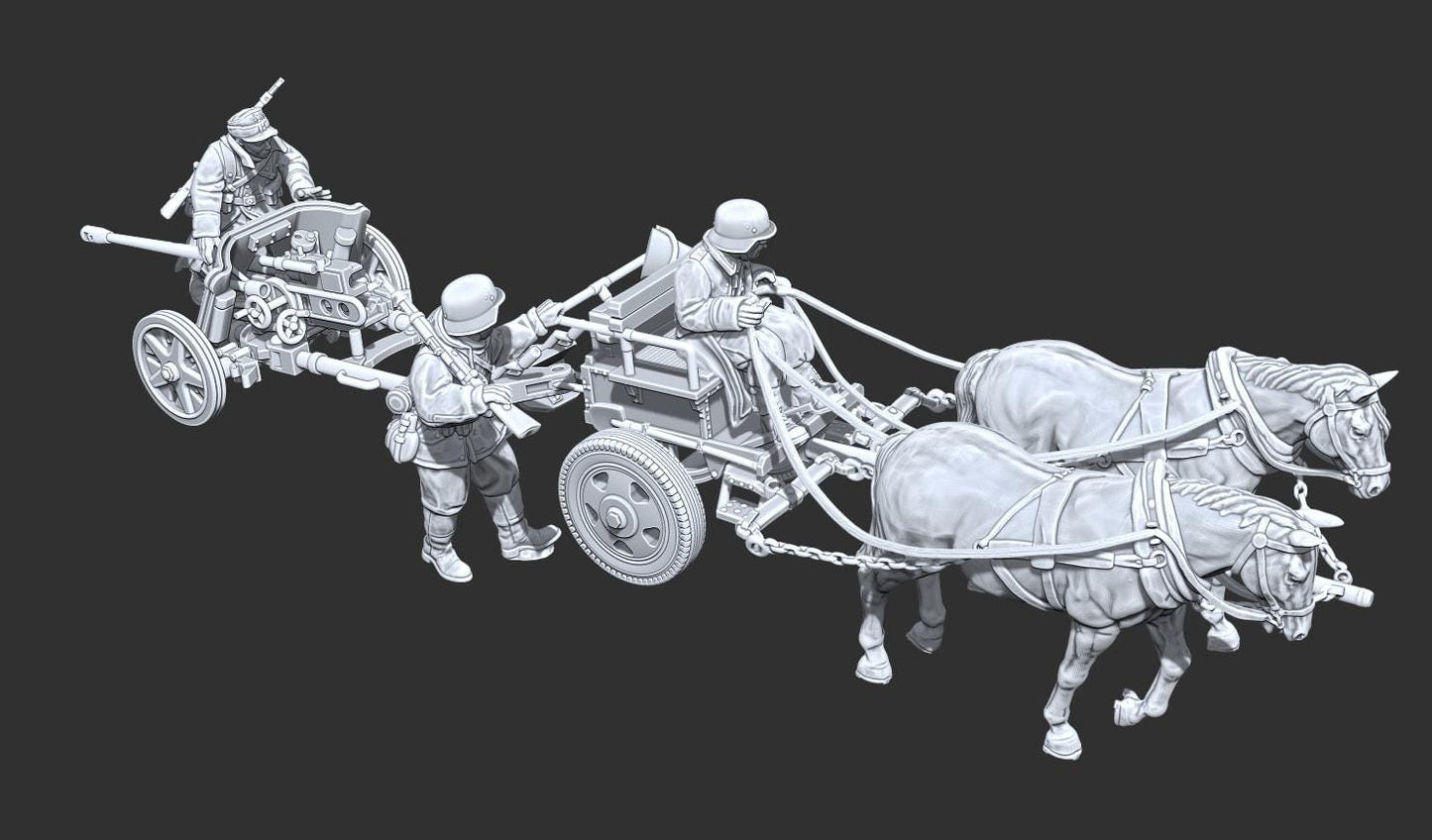 WWII German Limber M42 towing Pak38 with Crew Various Scales Historical Wargaming