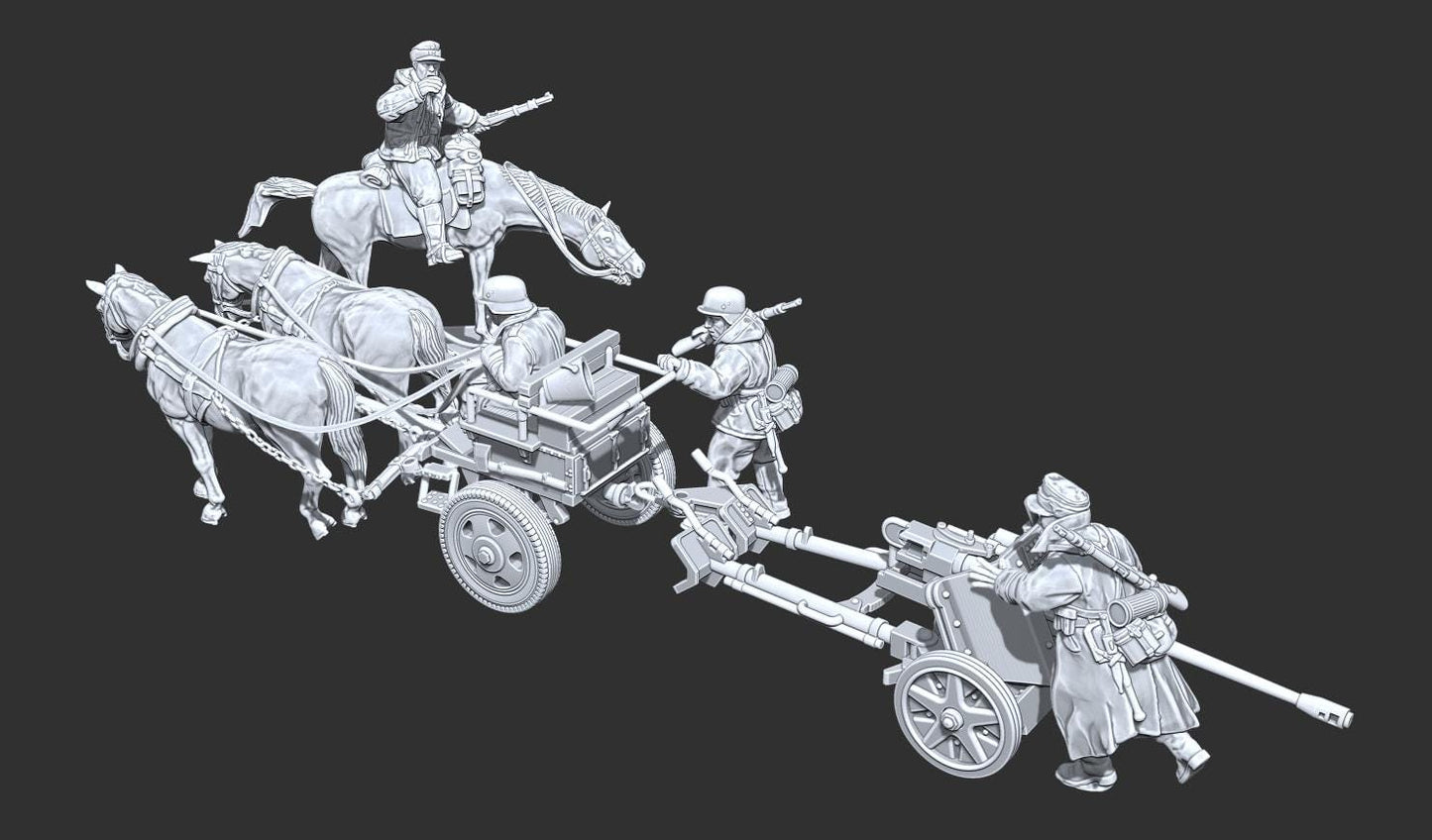 WWII German Limber M42 towing Pak38 with Crew Various Scales Historical Wargaming (US tariffs are pre-paid by us)