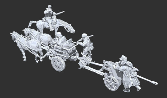 WWII German Limber M42 towing Pak38 with Crew Various Scales Historical Wargaming (US tariffs are pre-paid by us)