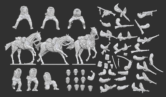 WWII Late War German Cavalry – multipart set (6 models) Various Scales Historical Wargaming (US tariffs are pre-paid by us)