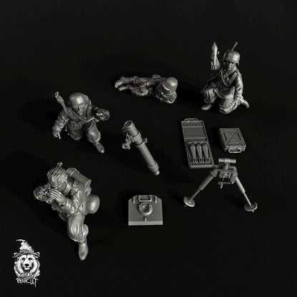 WWII German 8cm GrW 34 Mortar Team with Spotter (4 models) Various Scales Historical Wargaming