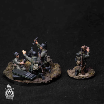 WWII German 8cm GrW 34 Mortar Team with Spotter (4 models) Various Scales Historical Wargaming