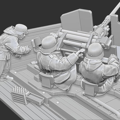 WWII German 3.7cm FlaK on Cargo Platform with Crew Various Scales Historical Wargaming (US tariffs are pre-paid by us)