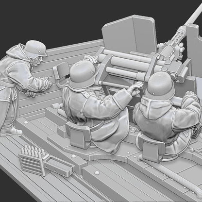 WWII German 3.7cm FlaK on Cargo Platform with Crew Various Scales Historical Wargaming