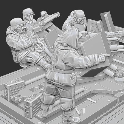 WWII German 3.7cm FlaK on Cargo Platform with Crew Various Scales Historical Wargaming