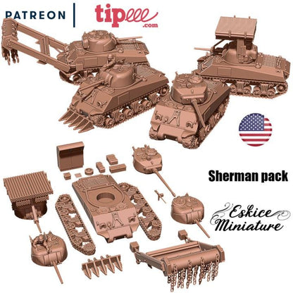 WWII US Sherman with 4 Turrets and Upgrades Various Scales Historical Wargaming