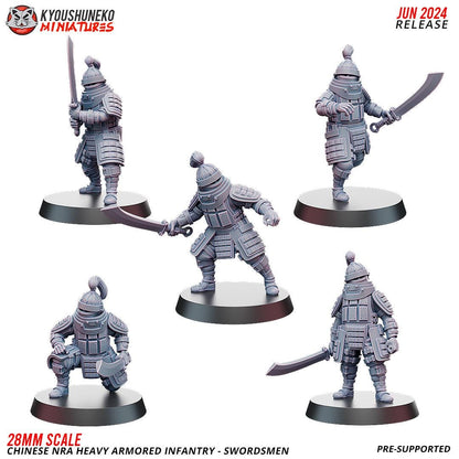 WWII Chinese NRA Heavy Infantry Swordsmen Team (10 models) Various Scales Historical Wargaming