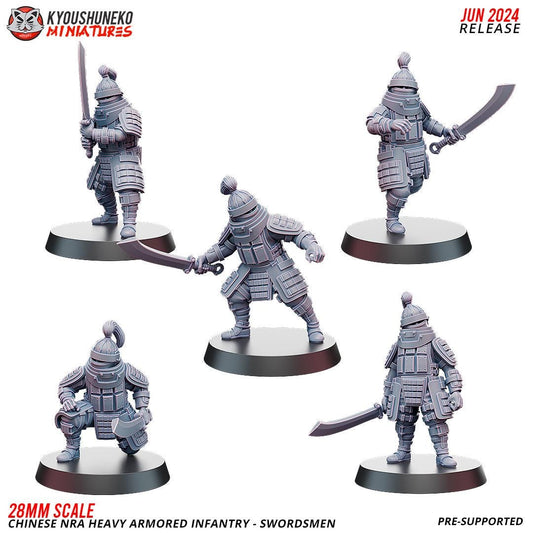WWII Chinese NRA Heavy Infantry Swordsmen Team (10 models) Various Scales Historical Wargaming