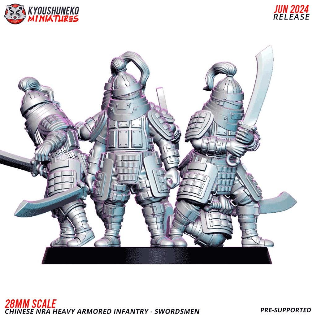 WWII Chinese NRA Heavy Infantry Swordsmen Team (10 models) Various Scales Historical Wargaming (US tariffs are pre-paid by us)
