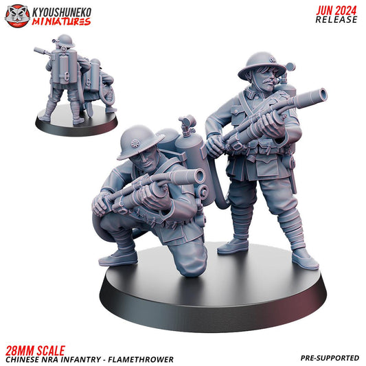 WWII Chinese NRA Flamethrower Team (2 models) Various Scales Historical Wargaming (US tariffs are pre-paid by us)