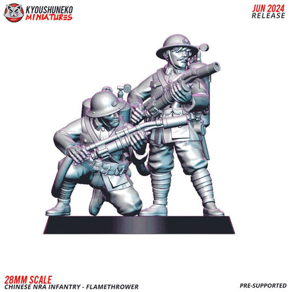WWII Chinese NRA Flamethrower Team (2 models) Various Scales Historical Wargaming