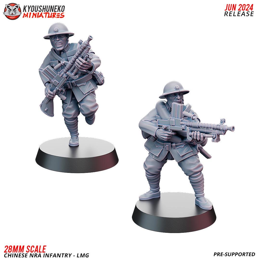 WWII Chinese NRA LMG Team (2 models) Various Scales Historical Wargaming