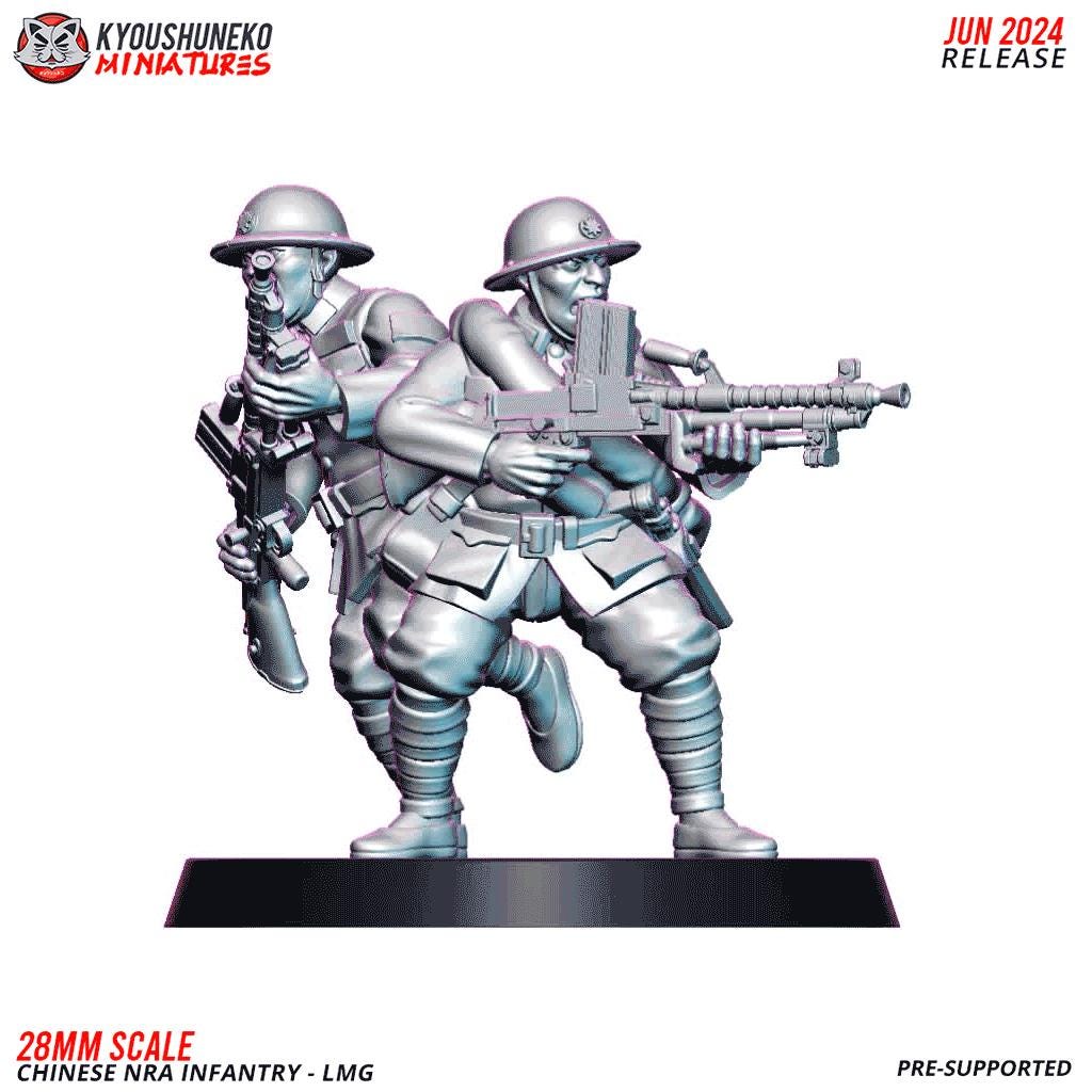 WWII Chinese NRA LMG Team (2 models) Various Scales Historical Wargaming