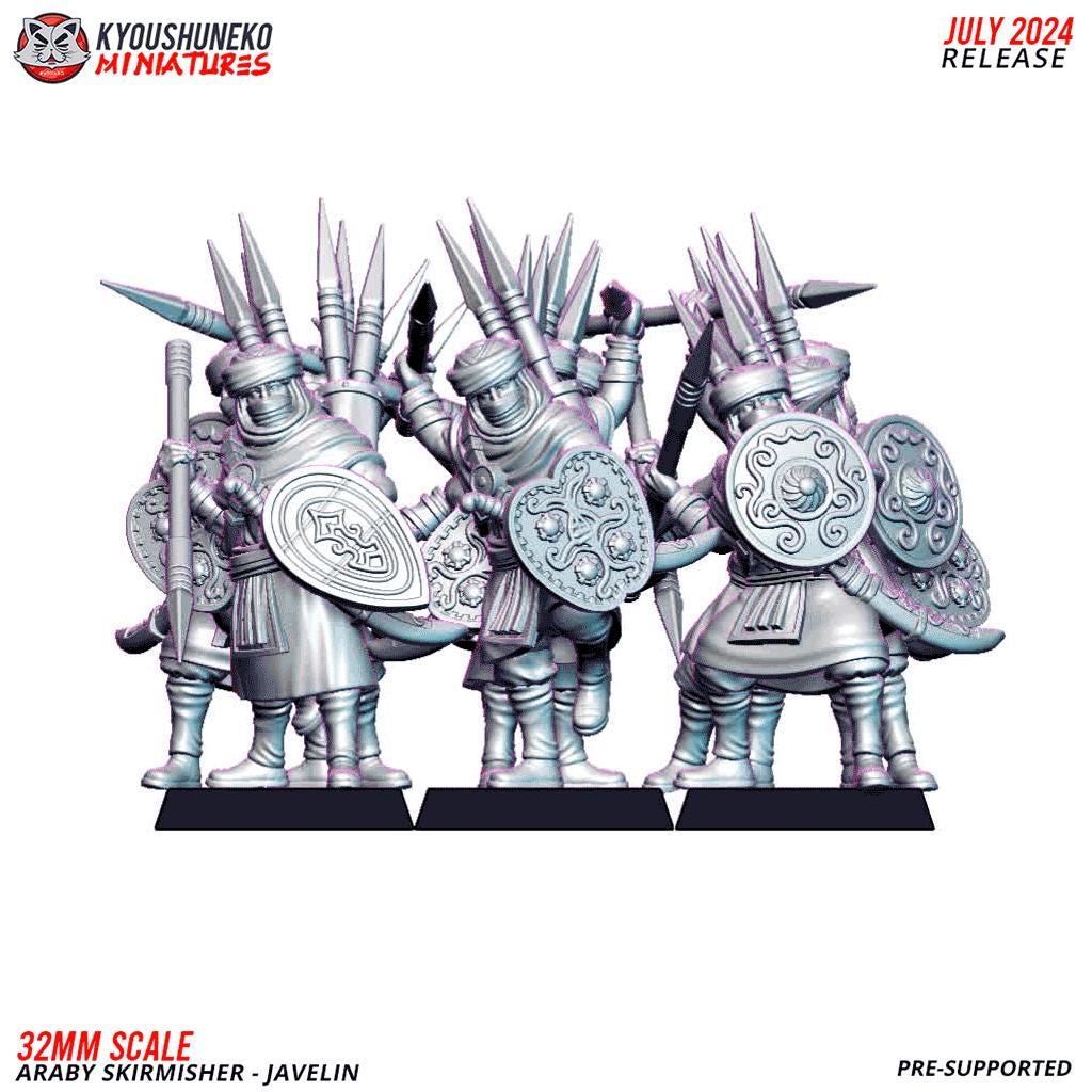 Ancient Arab Skirmisher Unit (10 models) Javelins or Slings Various Scales Historical Wargaming (US tariffs are pre-paid by us)