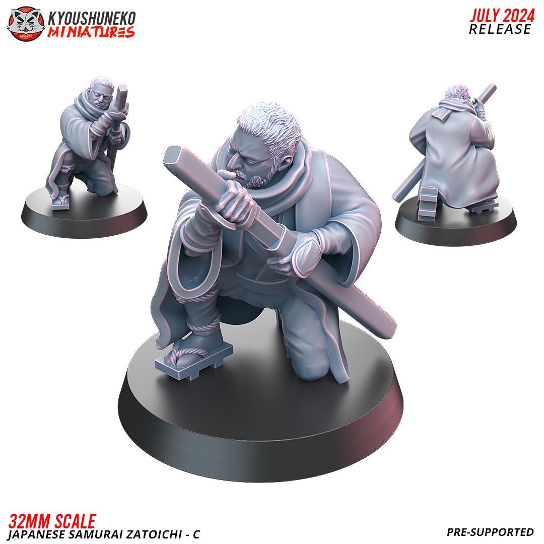 Japanese Samurais Zatoichi (3 models) Various Scales Historical Wargaming