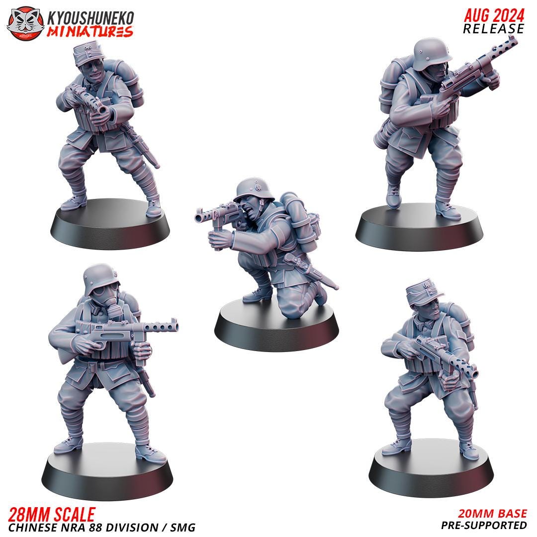 WWII Chinese NRA 88th Division SMG Squad (10 models) Various Scales Historical Wargaming