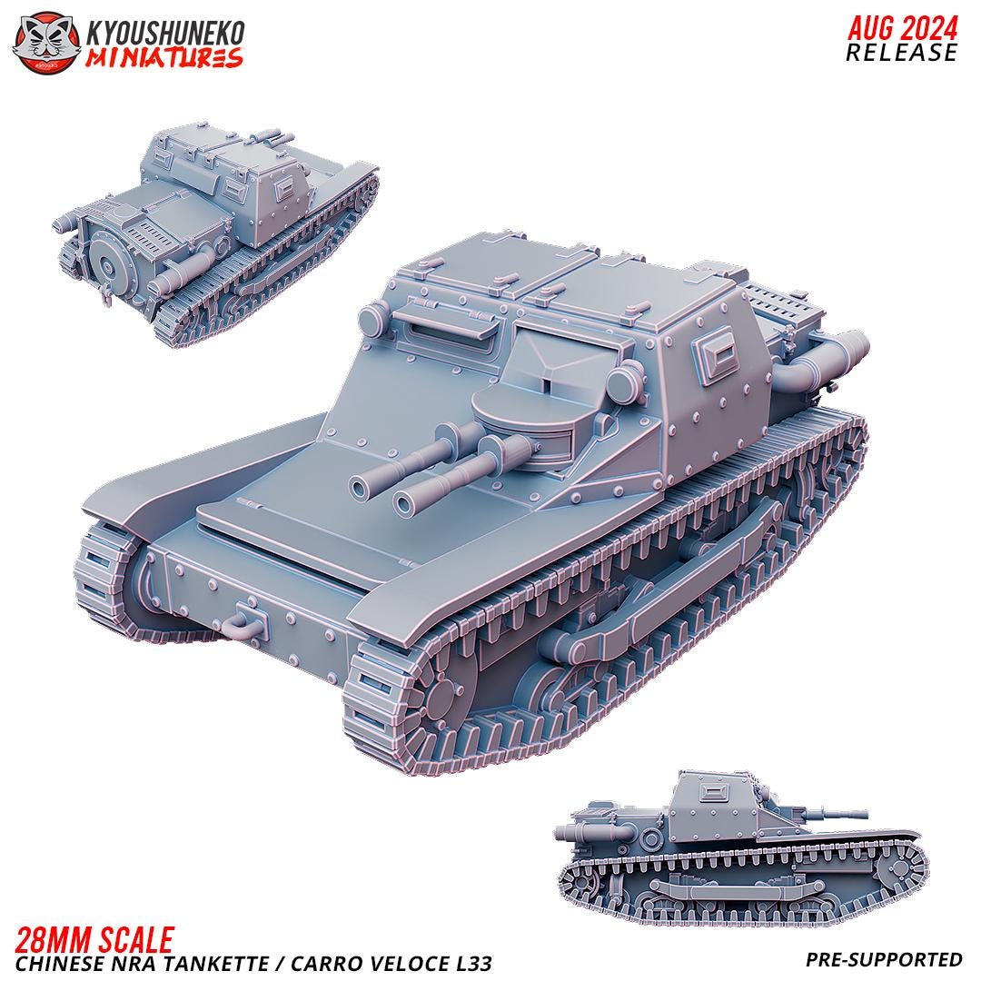 WWII Chinese NRA Carro Veloce L33 Tankette Various Scales Historical Wargaming (US tariffs are pre-paid by us)