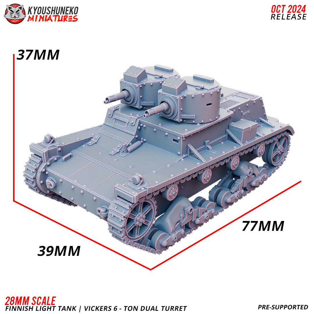 WWII Finnish Vickers 6 Ton Tank Single or Twin Turret Various Scales Historical Wargaming (US tariffs are pre-paid by us)