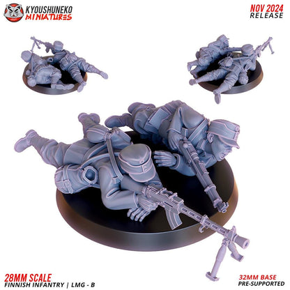 WWII Finnish LMG Team (2 models) Standing or Prone Various Scales Historical Wargaming (US tariffs are pre-paid by us)