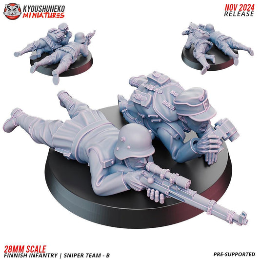 WWII Finnish Sniper Team B (2 models) Various Scales Historical Wargaming