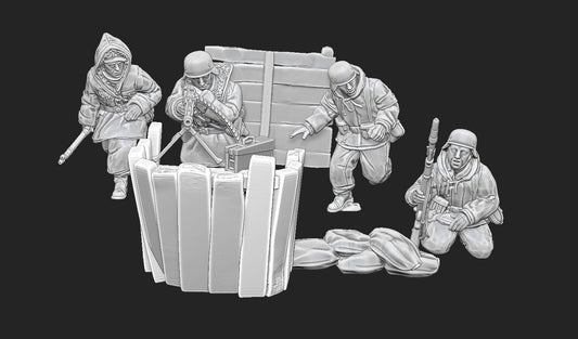 WWII German Soldiers in Trenches (4 models) Various Scales Historical Wargaming