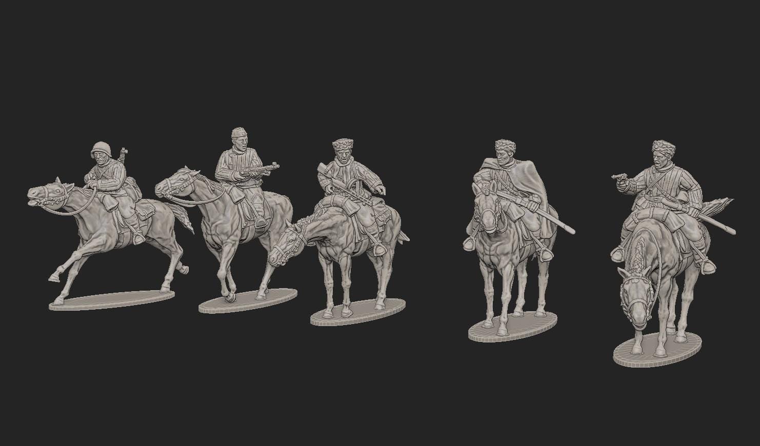 WWII Cossacks in Soviet Uniforms (5 models) Various Scales Historical Wargaming