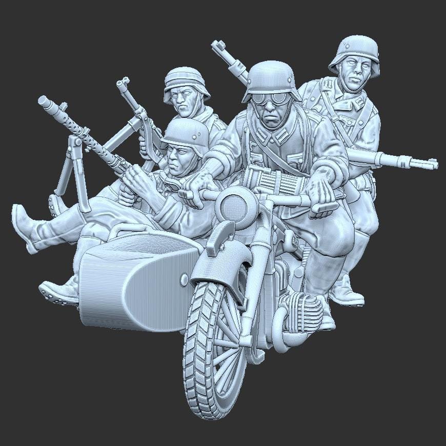 WWII German Kradschutzen with Sidecar Various Scales Historical Wargaming