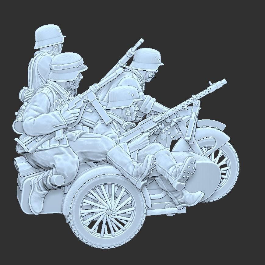 WWII German Kradschutzen with Sidecar Various Scales Historical Wargaming