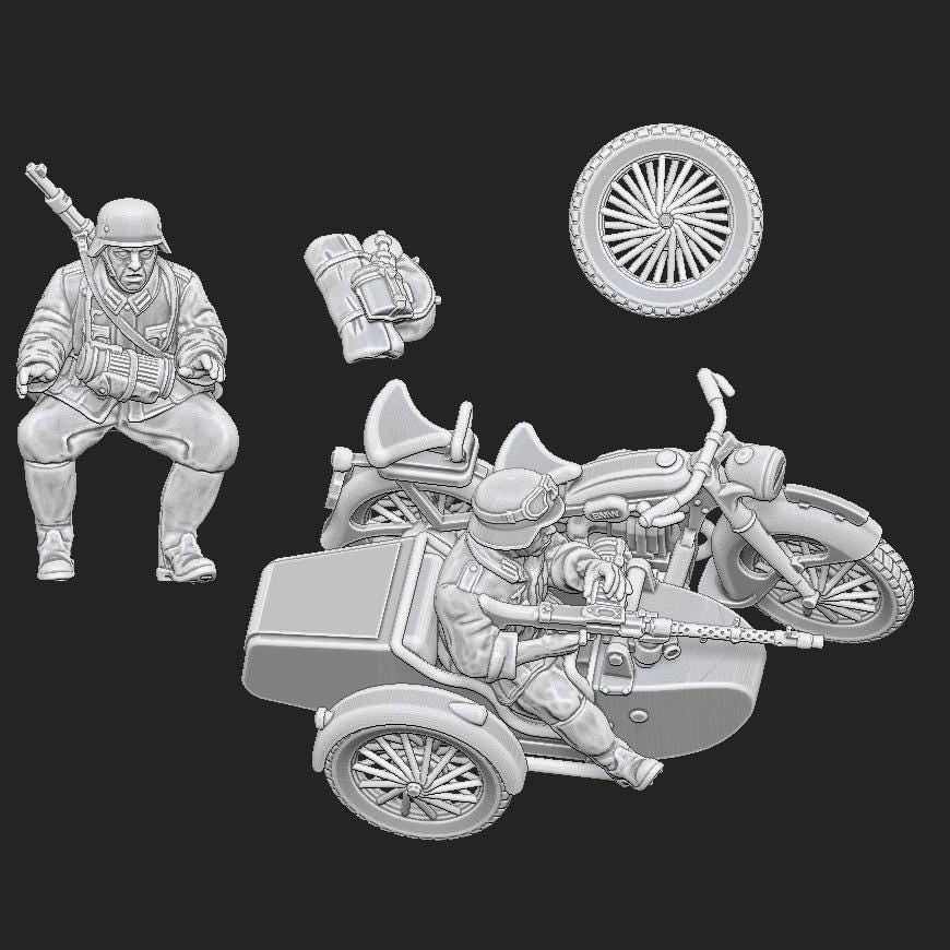 WWII German Kradschutzen with MMG Various Scales Historical Wargaming