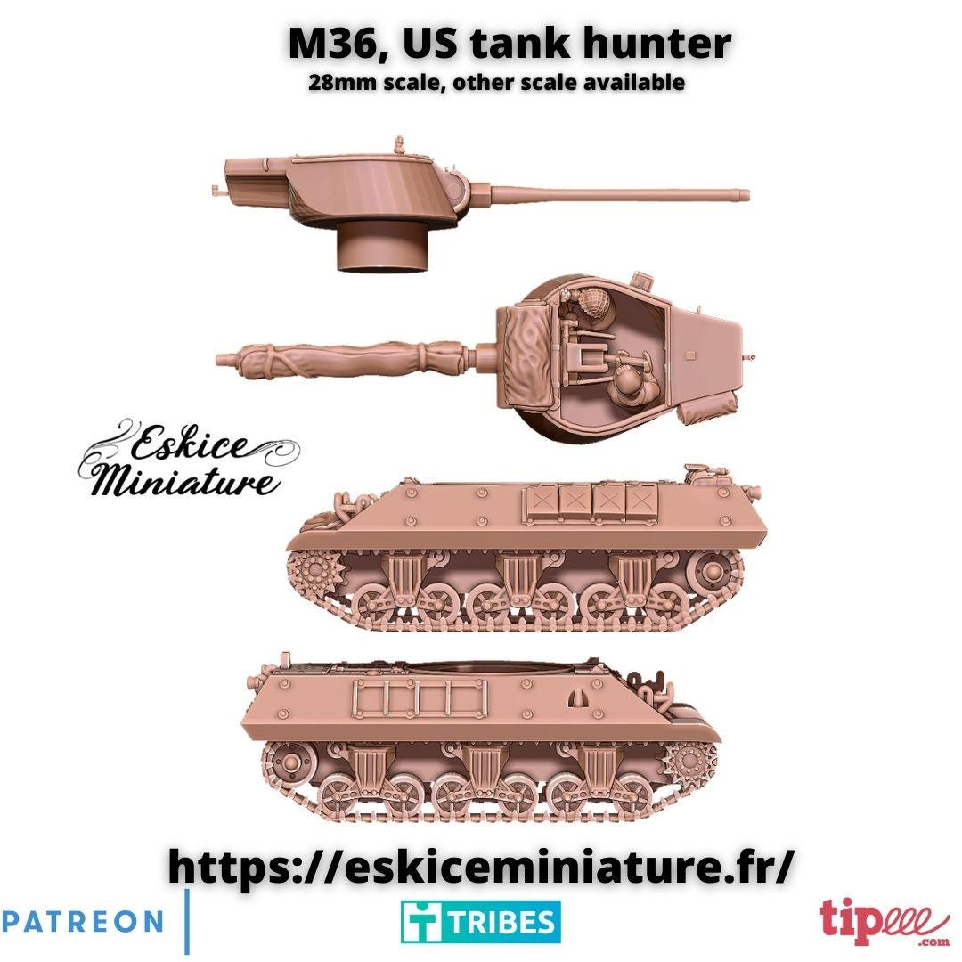 WWII US M36 Tank Hunter Various Scales Historical Wargaming