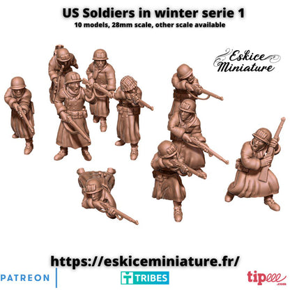WWII US Winter Infantry Squad (10 models) Various Scales Historical Wargaming